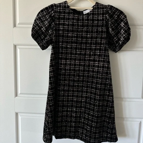 Zara Girl's Collection Black Plaid Dress Sparkly Size 8 - Picture 1 of 4
